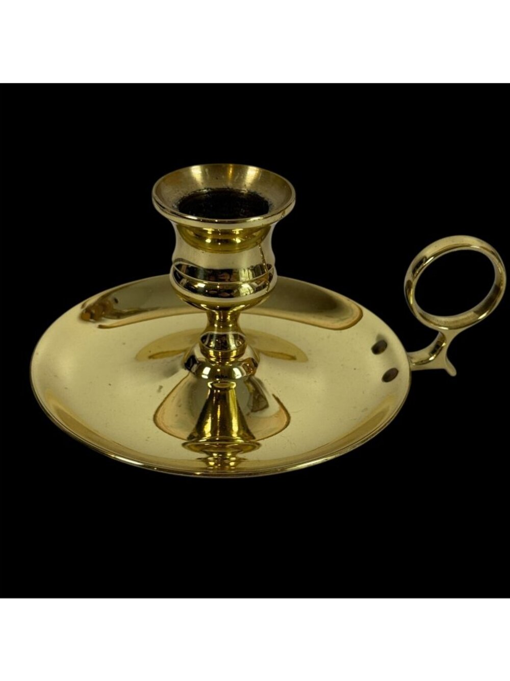 Baldwin Polished Brass Chamberstick Candle Holder Finger Loop Dark Academia